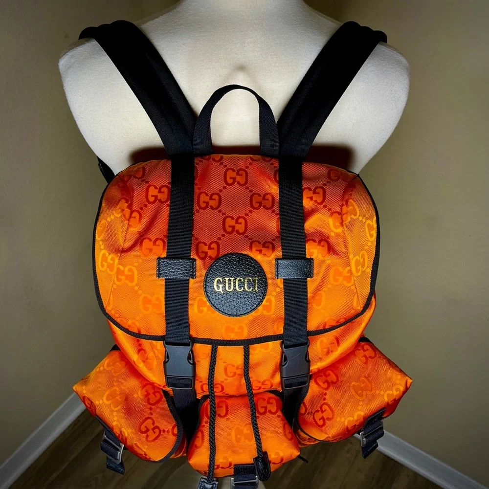 GUCCI Off The Grid Backpack Econyl Orange GG Logo Sustainable Rucksack Luxurious - Picture 4 of 16